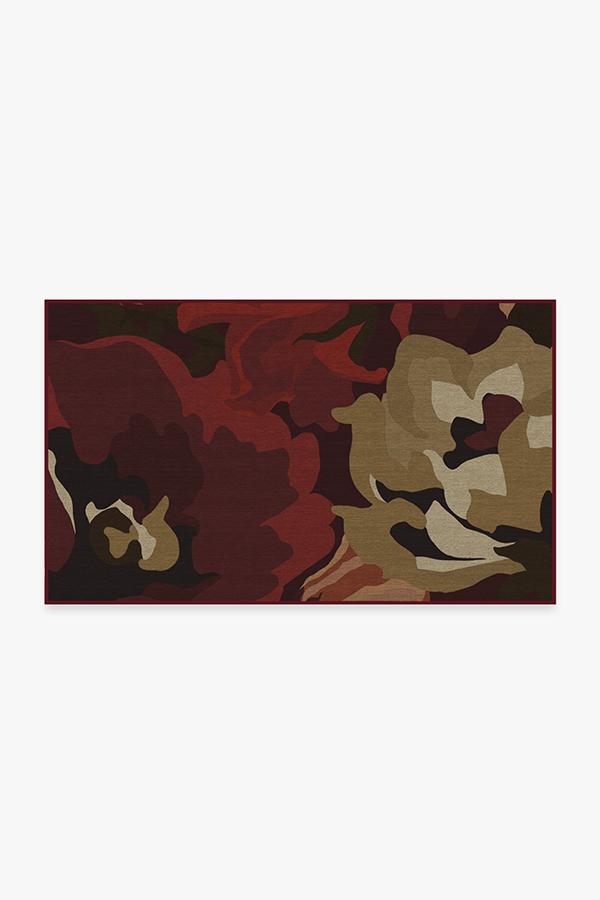 Poppy Floral Red Rug 3'x5' | Stain-Resistant