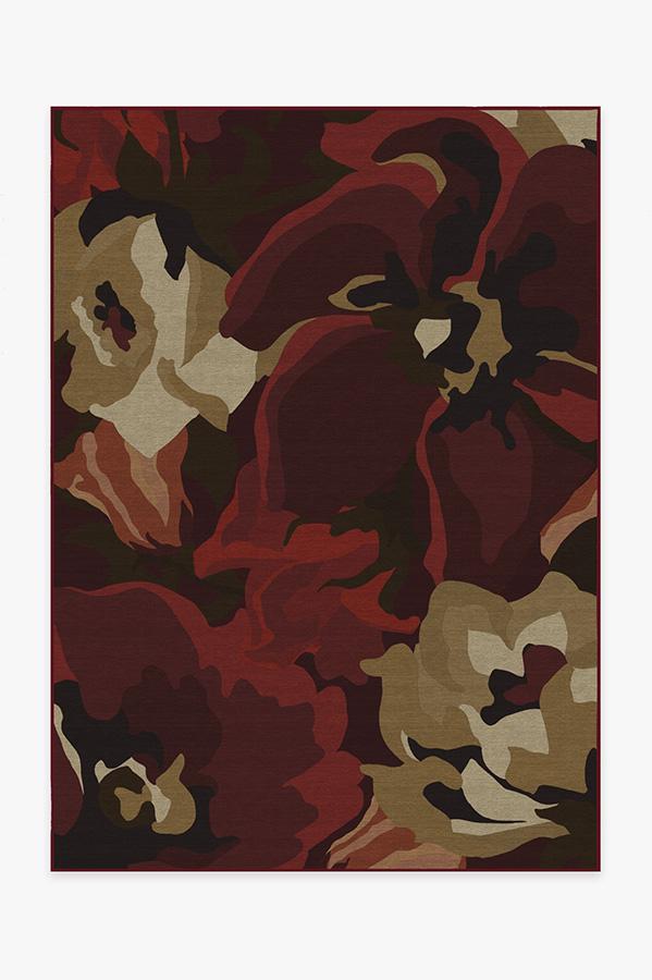 Poppy Floral Red Rug 5'x7' | Stain-Resistant