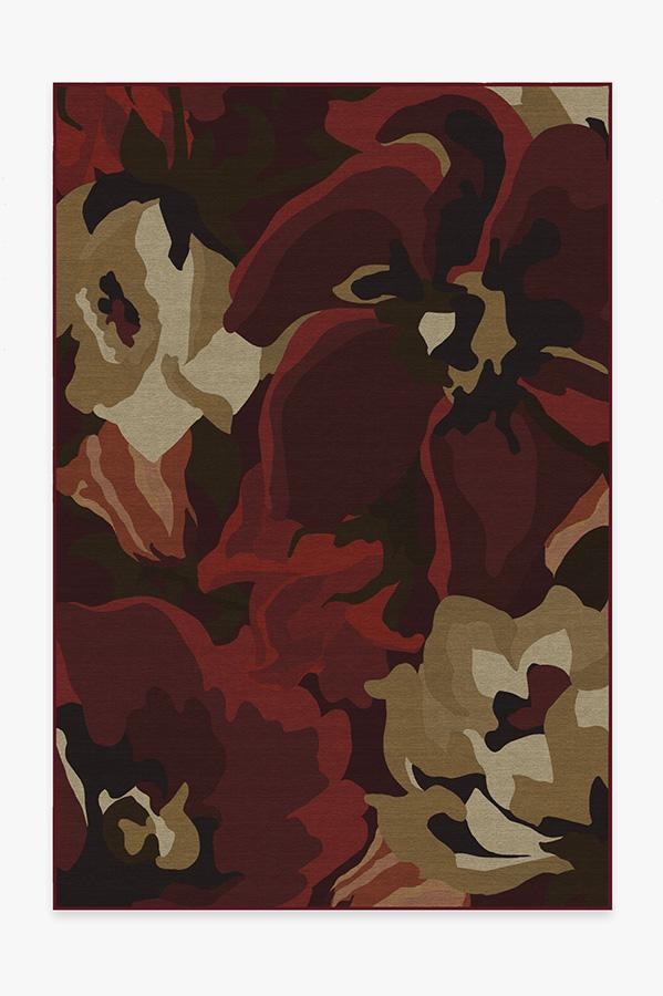Poppy Floral Red Rug 6'x9' | Stain-Resistant