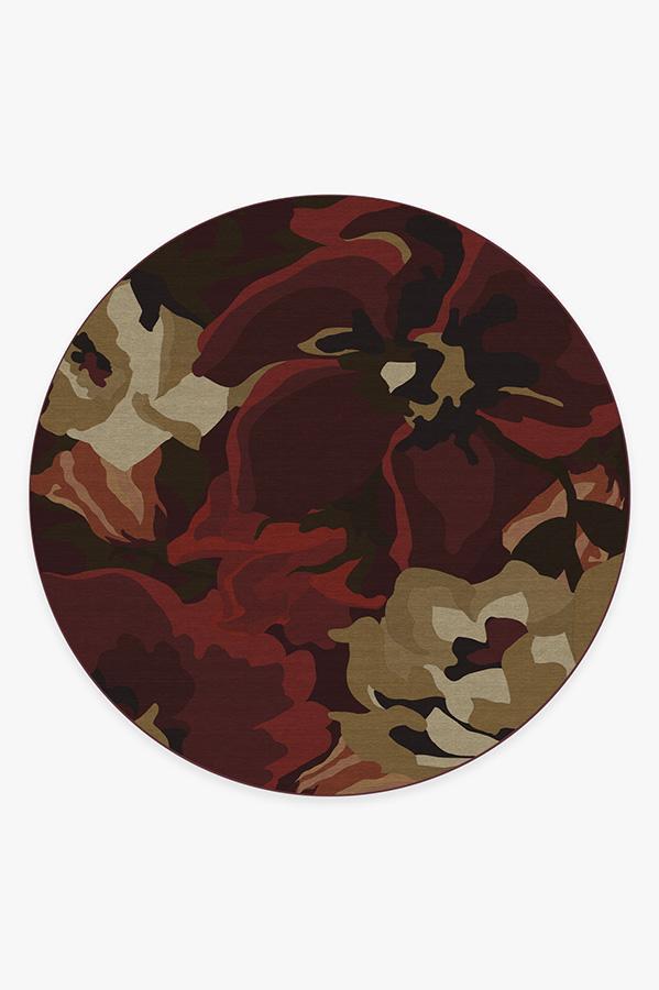 Poppy Floral Red Rug 8' Round | Stain-Resistant