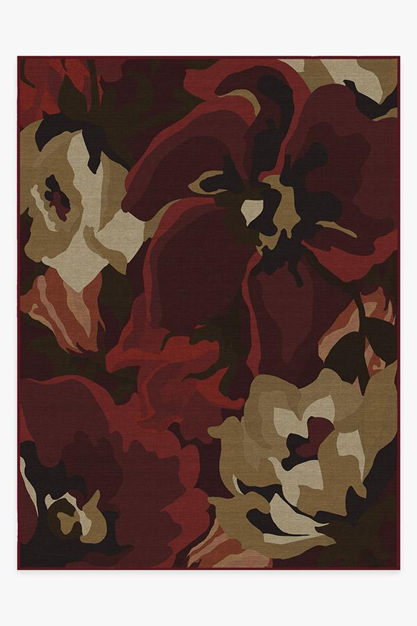 Poppy Floral Red Rug 9'x12' | Stain-Resistant
