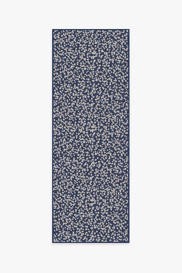 Posy Navy Rug 2.5'x7' | Stain-Resistant
