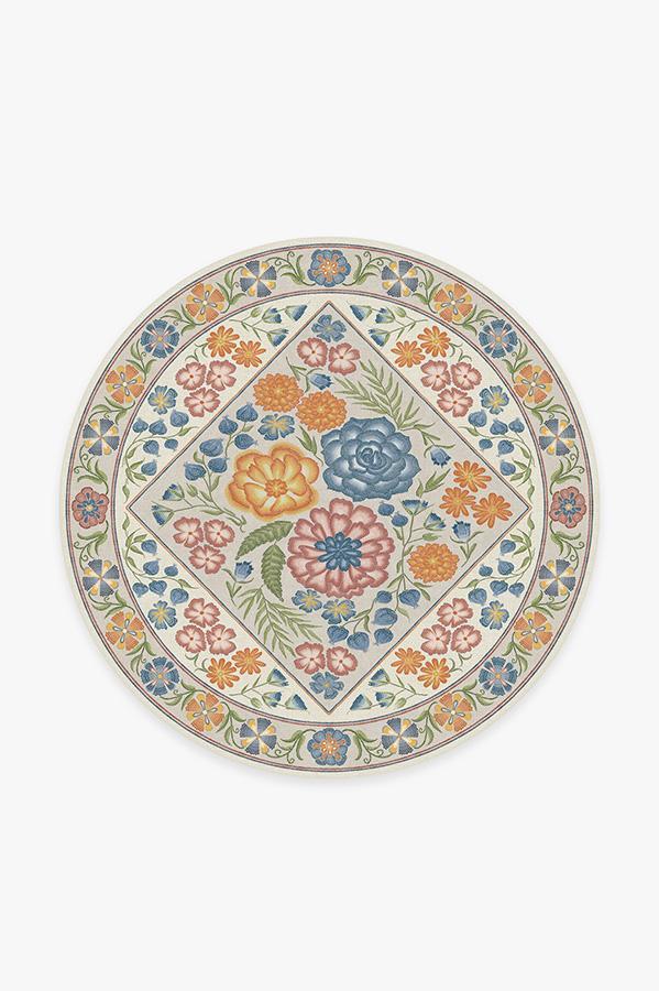 Prado Blue Bouquet Rug 6' Round | Stain-Resistant