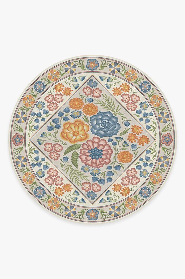 Prado Blue Bouquet Rug 8' Round | Stain-Resistant