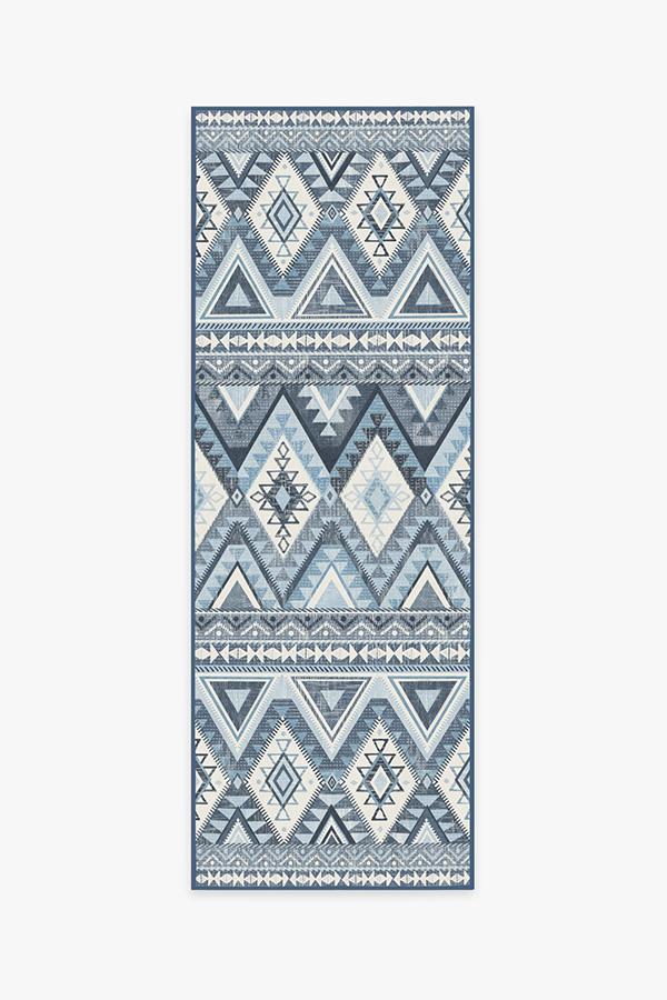 Pueblo Blue Rug 2.5'x7' | Stain-Resistant
