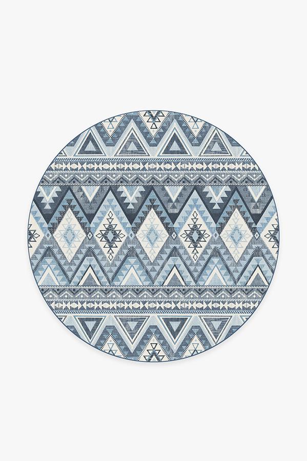 Pueblo Blue Rug 6' Round | Stain-Resistant