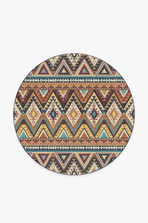 Pueblo Multicolor Rug 6' Round | Stain-Resistant