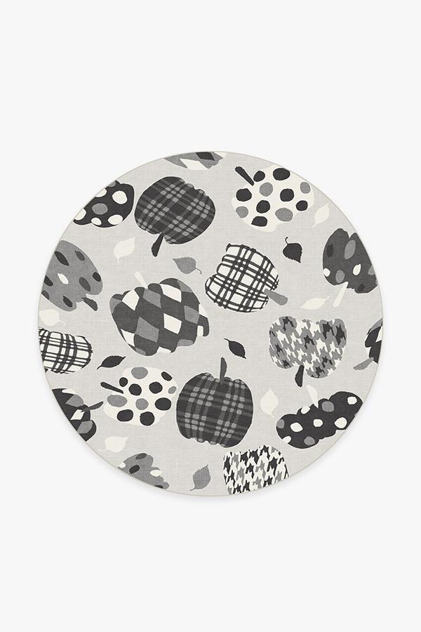 Pumpkin Black & White Rug 6' Round | Stain-Resistant