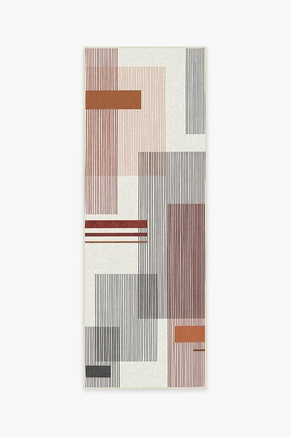 Quadra Orange Rug 2.5'x10' | Stain-Resistant