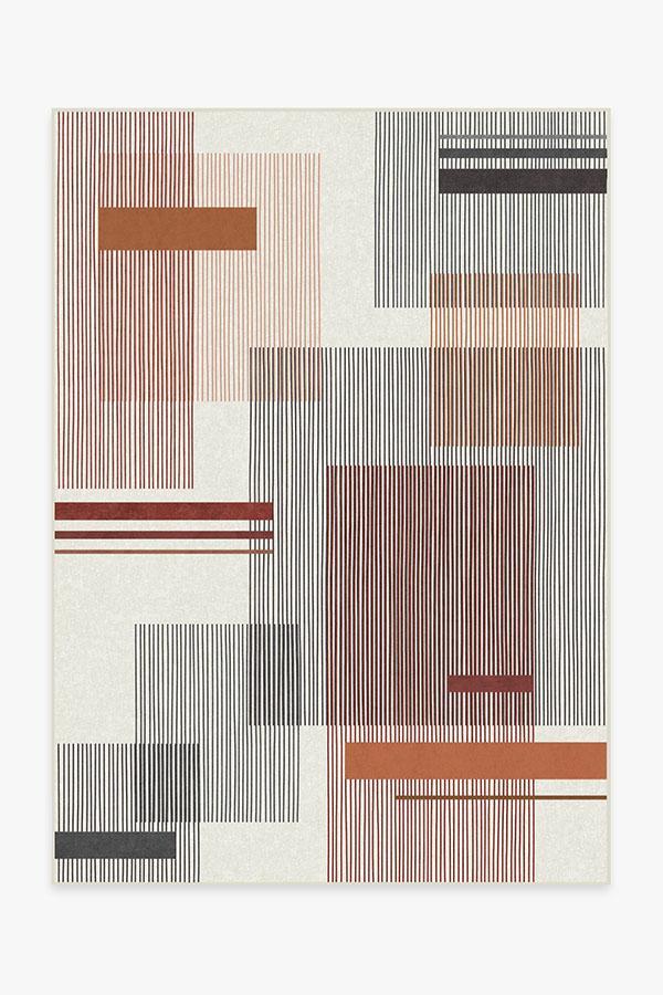 Quadra Orange Rug 5'x7' | Stain-Resistant