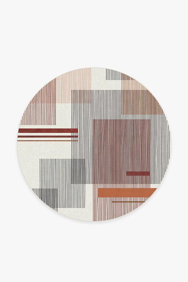 Quadra Orange Rug 6' Round | Stain-Resistant