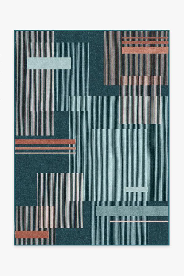 Quadra Teal Rug 5'x7' | Stain-Resistant