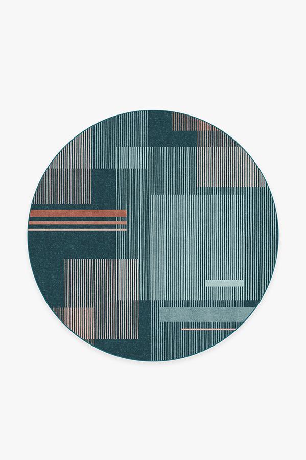 Quadra Teal Rug 6' Round | Stain-Resistant