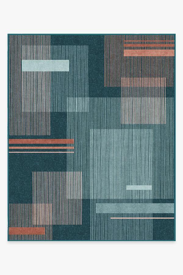 Quadra Teal Rug 8'x10' | Stain-Resistant
