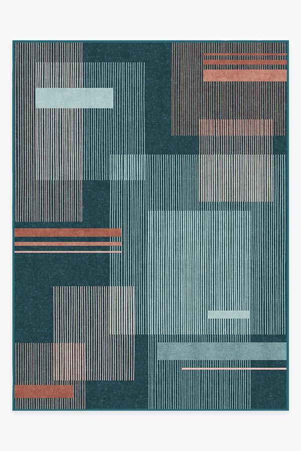 Quadra Teal Rug 9'x12' | Stain-Resistant