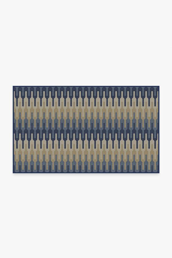 Retro Danish Blue Rug 3'x5' | Stain-Resistant