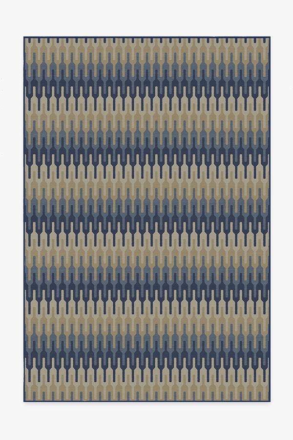 Retro Danish Blue Rug 6'x9' | Stain-Resistant