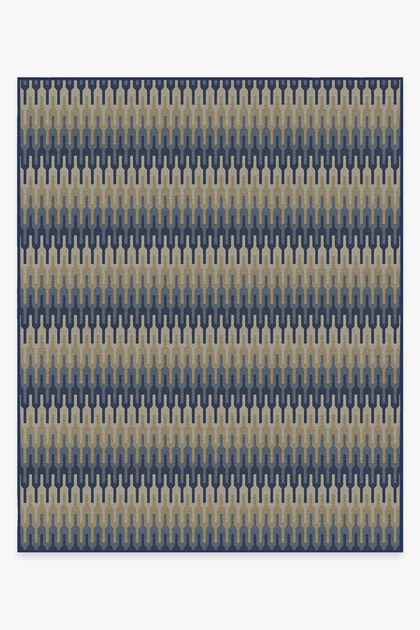 Retro Danish Blue Rug 8'x10' | Stain-Resistant