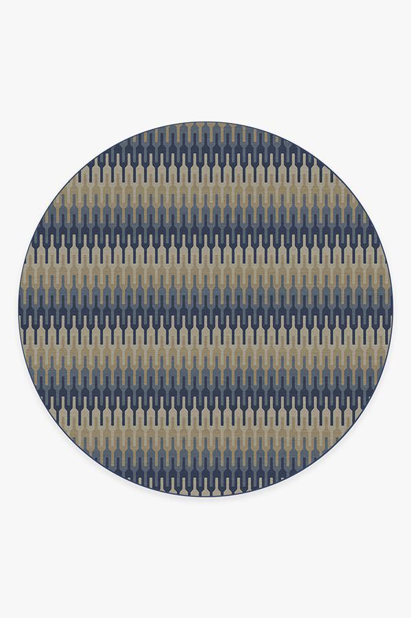 Retro Danish Blue Rug 8' Round | Stain-Resistant