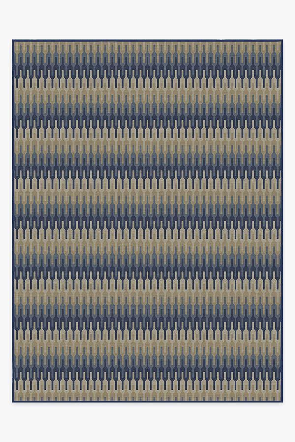 Retro Danish Blue Rug 9'x12' | Stain-Resistant