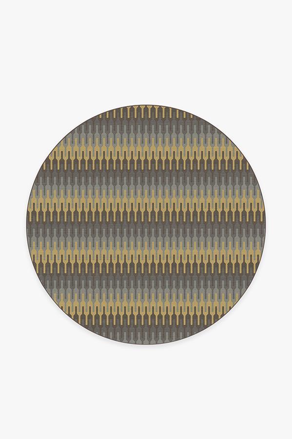 Retro Danish Grey Taupe Rug 6' Round | Stain-Resistant