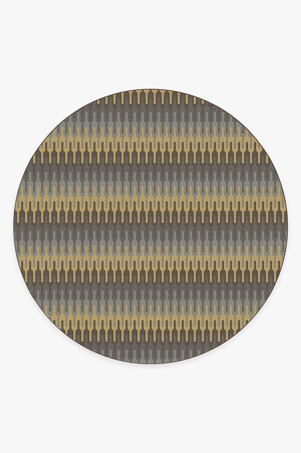 Retro Danish Grey Taupe Rug 8' Round | Stain-Resistant