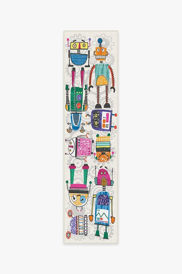 Robot Party Multicolor Rug 2.5'x10' | Stain-Resistant
