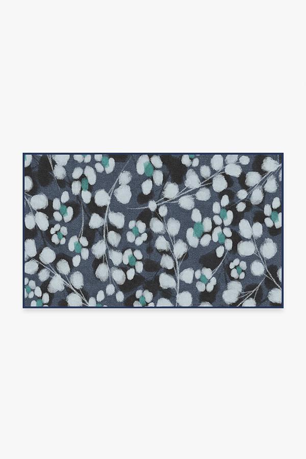 Rosette Blue Rug 3'x5' | Stain-Resistant