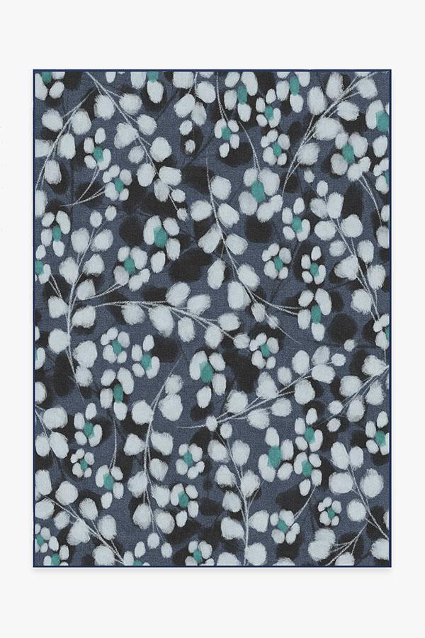 Rosette Blue Rug 5'x7' | Stain-Resistant