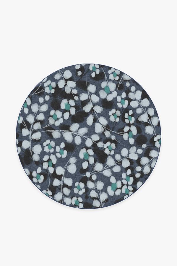 Rosette Blue Rug 6' Round | Stain-Resistant