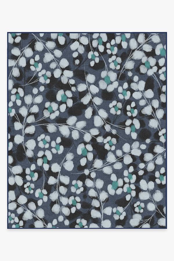 Rosette Blue Rug 8'x10' | Stain-Resistant