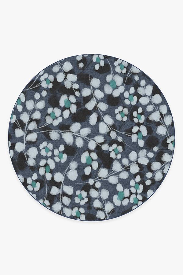 Rosette Blue Rug 8' Round | Stain-Resistant