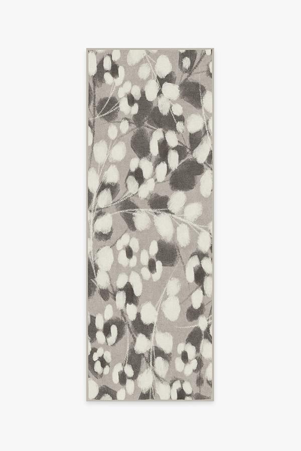 Rosette Grey Rug 2.5'x7' | Stain-Resistant