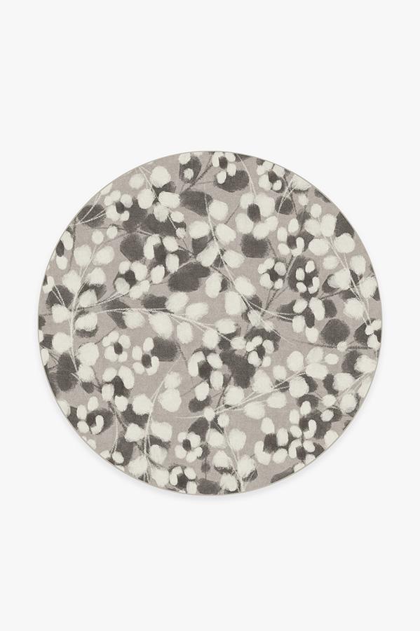 Rosette Grey Rug 6' Round | Stain-Resistant