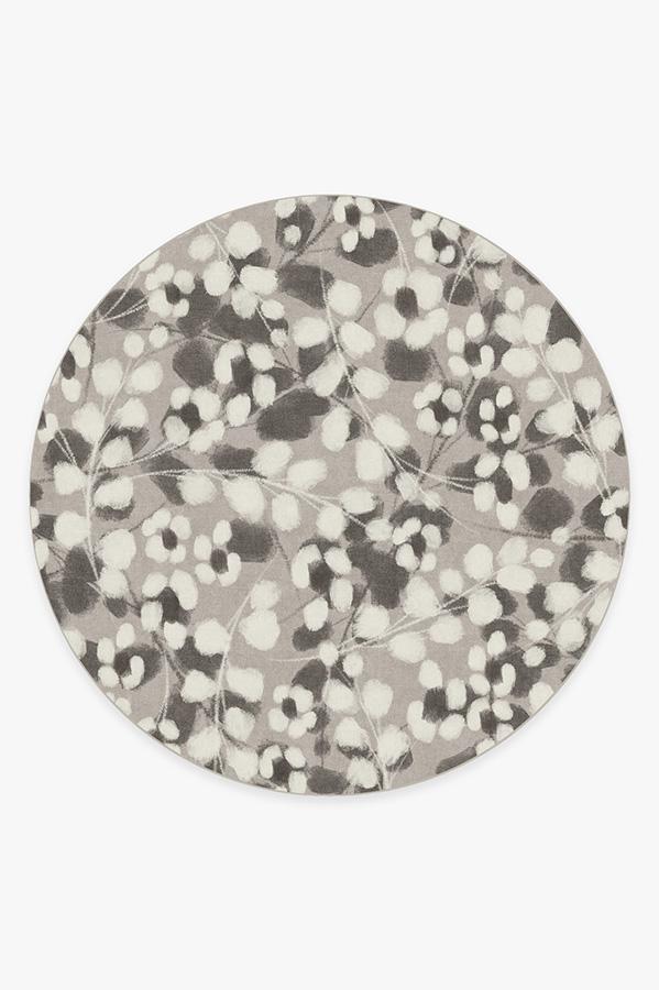 Rosette Grey Rug 8' Round | Stain-Resistant