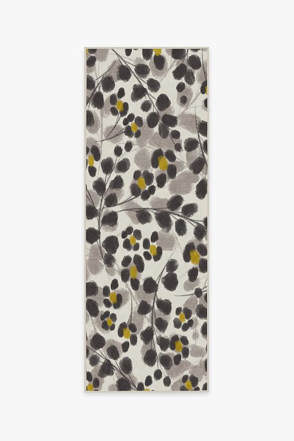 Rosette Yellow Rug 2.5'x10' | Stain-Resistant