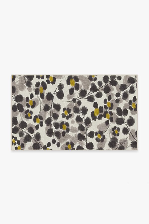 Rosette Yellow Rug 3'x5' | Stain-Resistant
