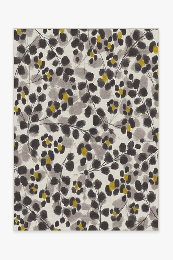 Rosette Yellow Rug 5'x7' | Stain-Resistant