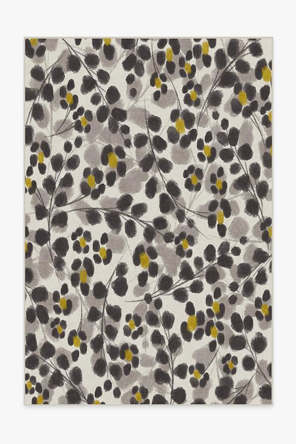 Rosette Yellow Rug 6'x9' | Stain-Resistant