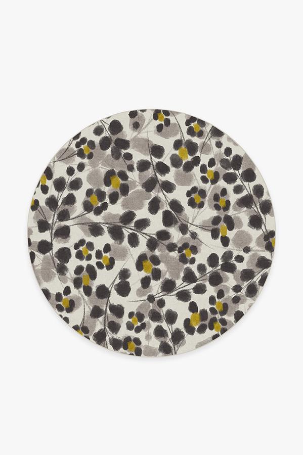 Rosette Yellow Rug 6' Round | Stain-Resistant