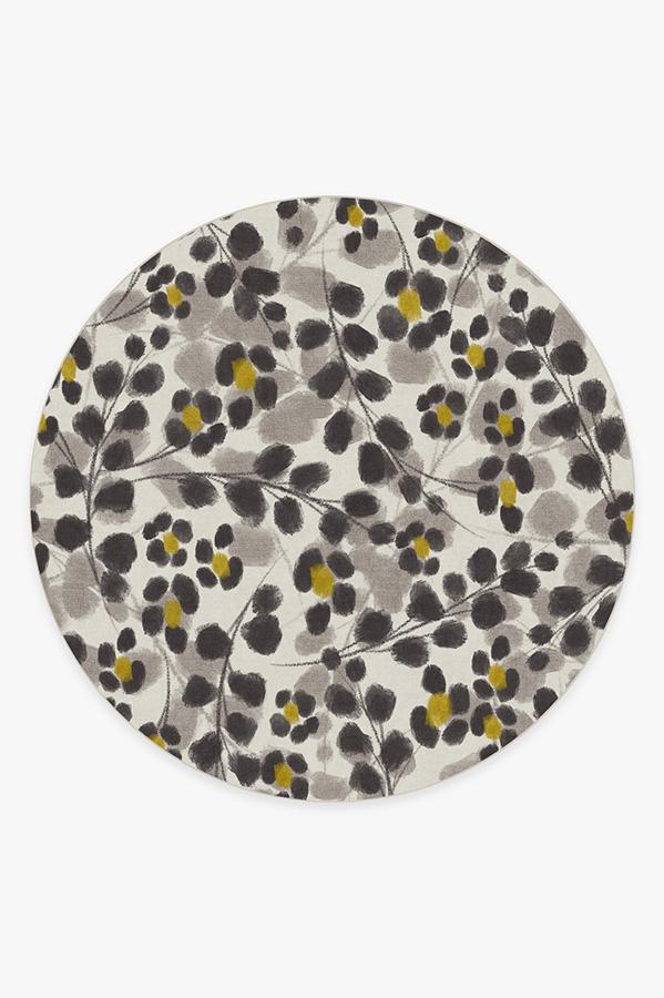 Rosette Yellow Rug 8' Round | Stain-Resistant