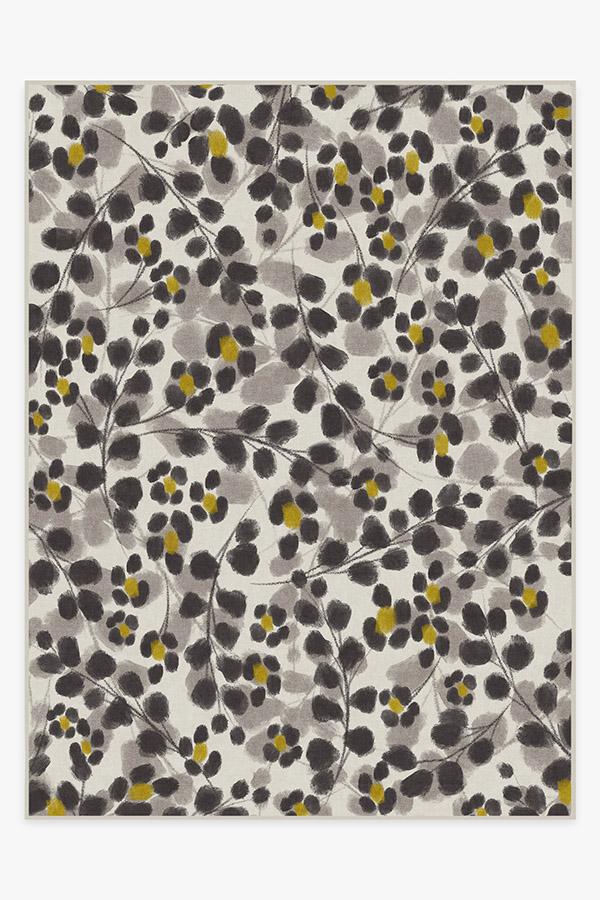 Rosette Yellow Rug 9'x12' | Stain-Resistant