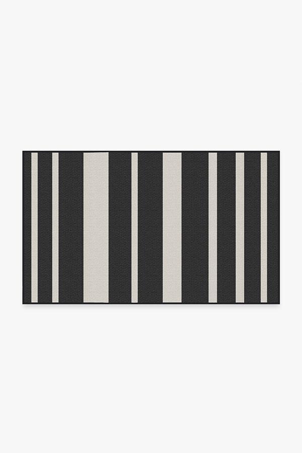 Outdoor Sailmaker Stripe Black Rug 3'x5' | Stain-Resistant