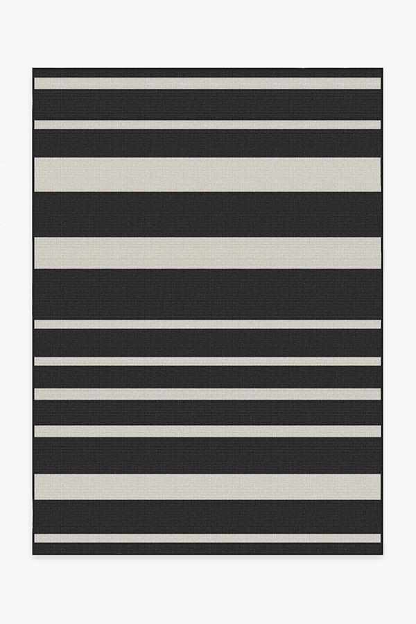 Outdoor Sailmaker Stripe Black Rug 5'x7' | Stain-Resistant