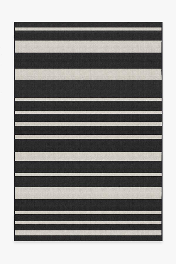 Outdoor Sailmaker Stripe Black Rug 6'x9' | Stain-Resistant