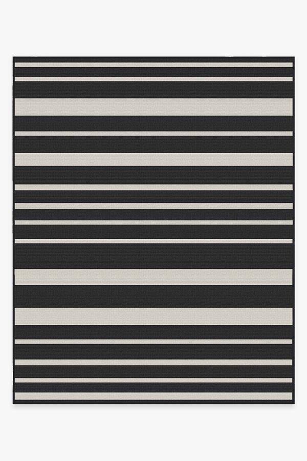 Outdoor Sailmaker Stripe Black Rug 8'x10' | Stain-Resistant
