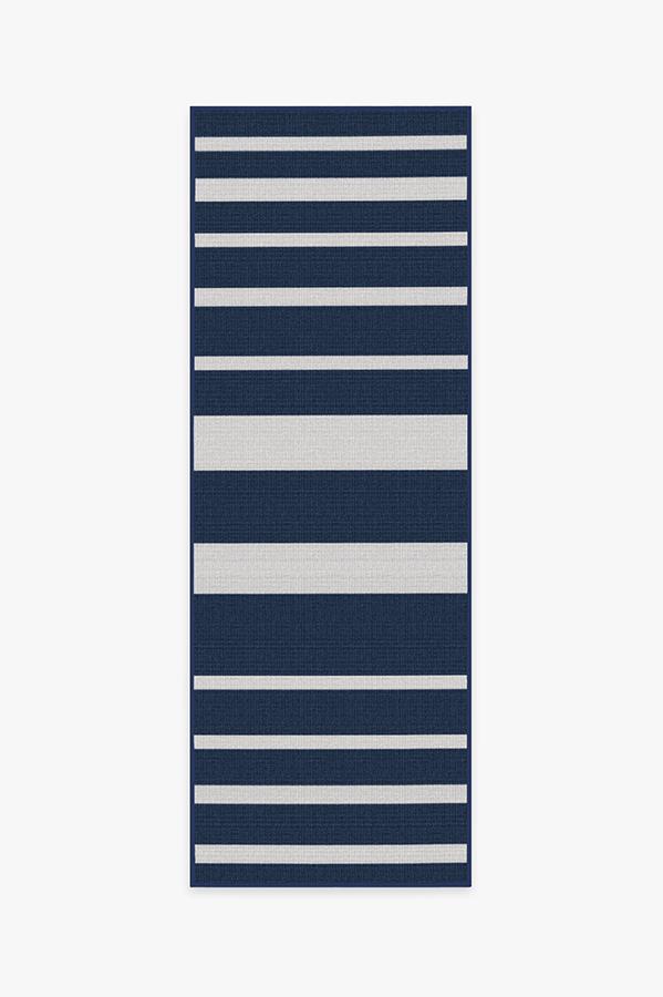 Outdoor Sailmaker Stripe Blue Rug 2.5'x7' | Stain-Resistant