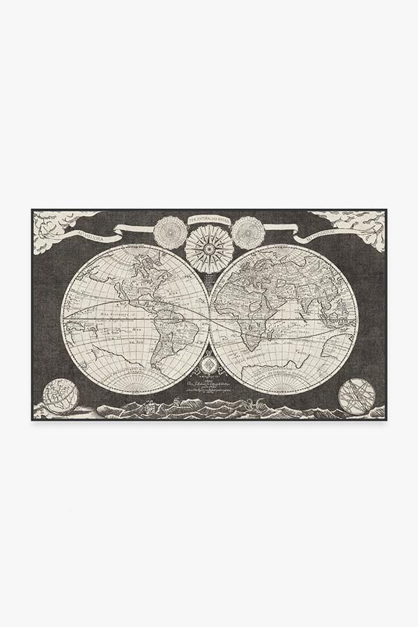 Sailor's Map Charcoal Rug 3'x5' | Stain-Resistant