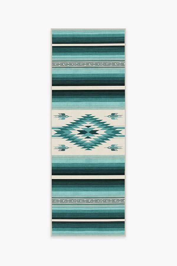 Saltillo Turquoise Rug 2.5'x10' | Stain-Resistant