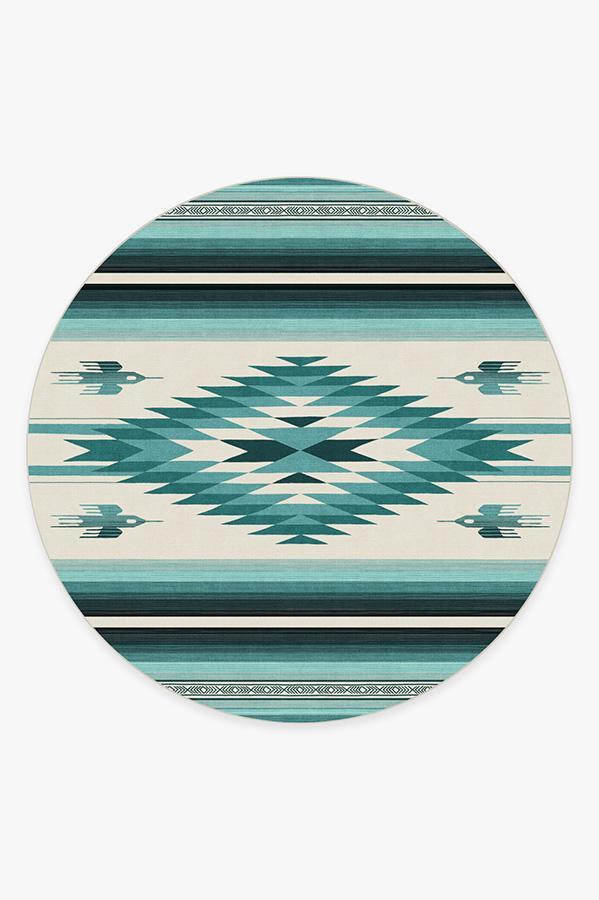 Saltillo Turquoise Rug 8' Round | Stain-Resistant